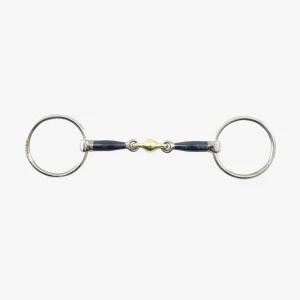 Blue Sweet Iron Loose Ring Snaffle with Brass Alloy Lozenge