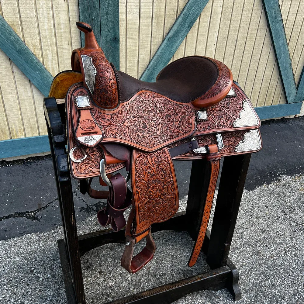 Bob`S Custom Saddles 16.5in Floral Reining Saddle