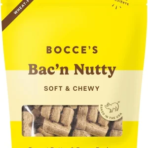 Bocce's Bakery Bac'n Nutty Soft & Chewy Dog Treats, Wheat-Free PB & Bacon Flavored All Natural Limited Ingredient Oven Baked Cookies for Dogs, 12 oz