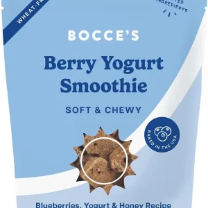 Bocce's Bakery Berry Smoothie Wellness Treats for Dogs, Wheat-Free Everyday Dog Treats, Made with Real Ingredients, Baked in The USA, All-Natural Soft & Chewy Cookies, 6 oz