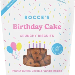 Bocce's Bakery Birthday Cake Treats for Dogs - Special Edition Wheat-Free Dog Treats, Made with Real Ingredients, Baked in The USA, All-Natural Peanut Butter Vanilla Biscuits, 5 oz