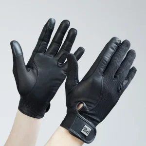 Bordoni Leather Mesh Riding Gloves Black