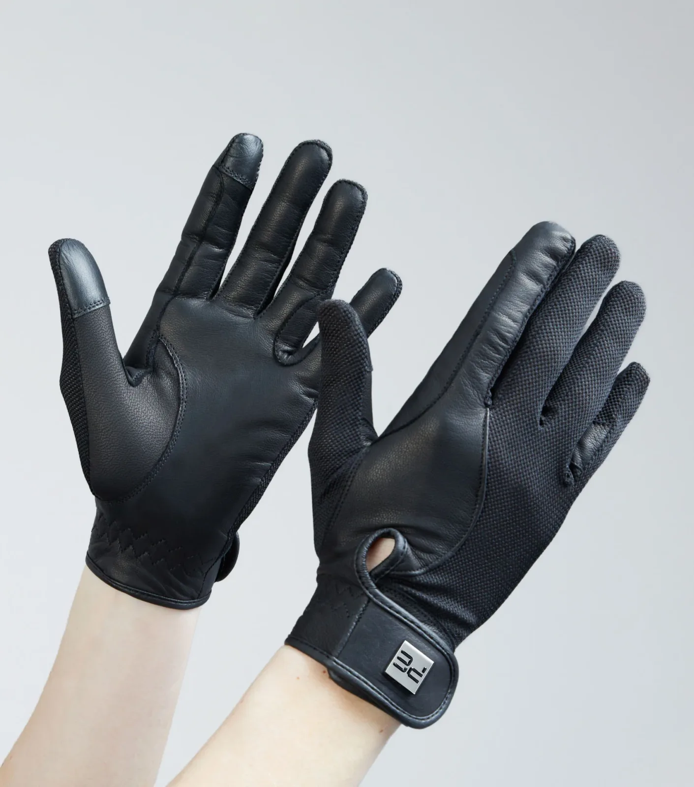Bordoni Leather Mesh Riding Gloves Black