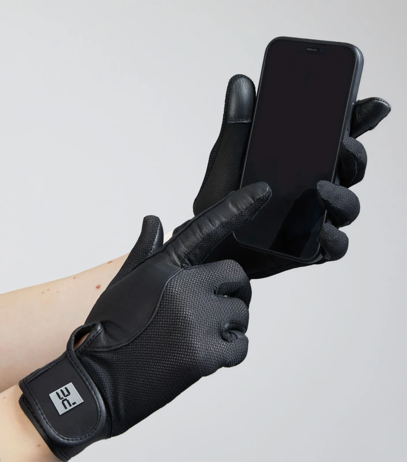 Bordoni Leather Mesh Riding Gloves Black - Image 2