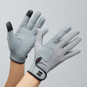 Bordoni Leather Mesh Riding Gloves Grey