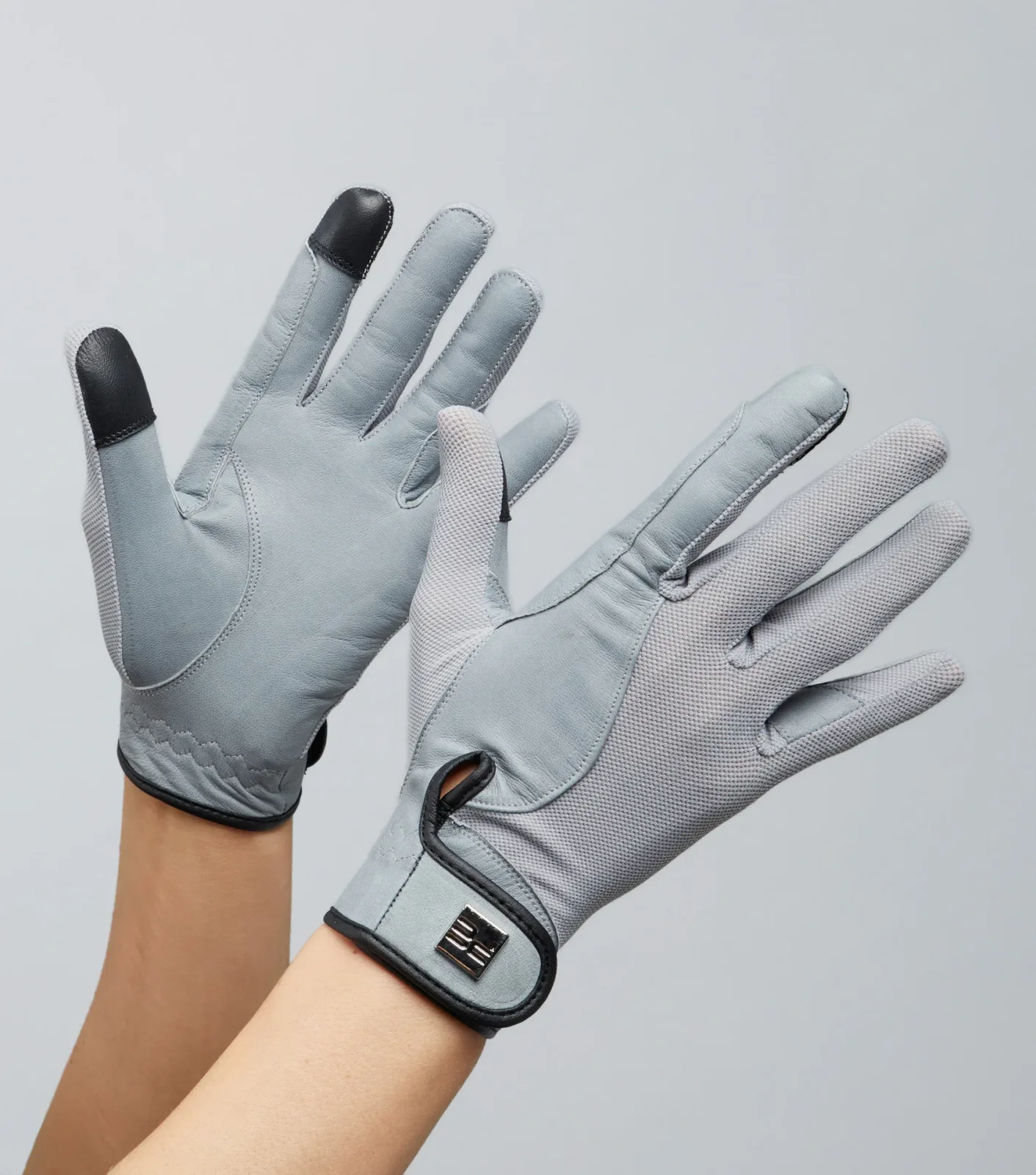 Bordoni Leather Mesh Riding Gloves Grey