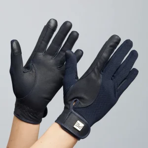 Bordoni Leather Mesh Riding Gloves Navy