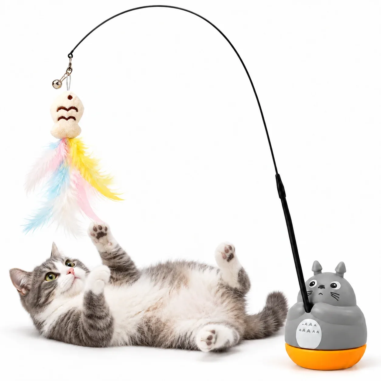 Bouncing Fish & Feather Cat Teaser Toy