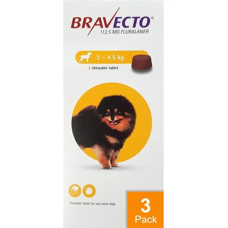 Bravecto Chews For Dogs 4.4-9.9 lbs (2-4.5 kg) - 3 Chews