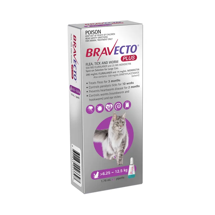 Bravecto Plus for Large Cats 13.8-27.5 lbs (6.25-12.5 kg) - Image 2