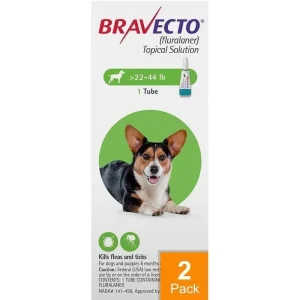 Bravecto Topical For Dogs 22-44 lbs (10-20 kg) - 2 Pack