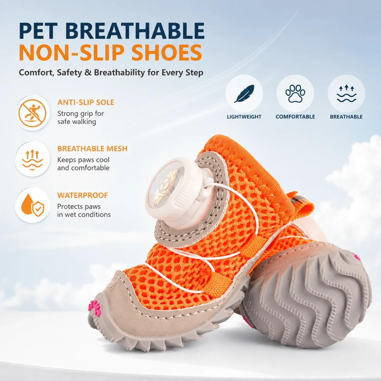Breathable Anti-Slip Waterproof Dog Boots (4-Pack) - Image 2