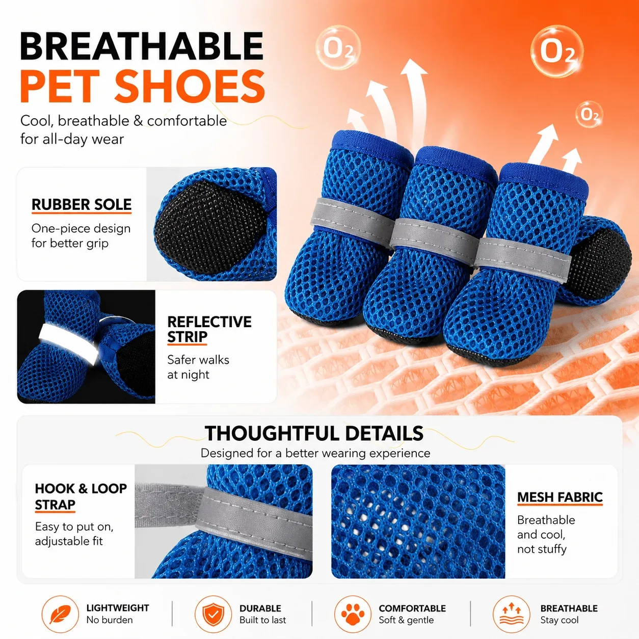 Breathable Mesh Dog Shoes – Anti-Slip Reflective Summer Paw Protection Boots - Image 2