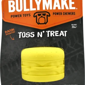 BullyMake Toss n' Treat Flavored Dog Chew Toy Cheeseburger Bacon