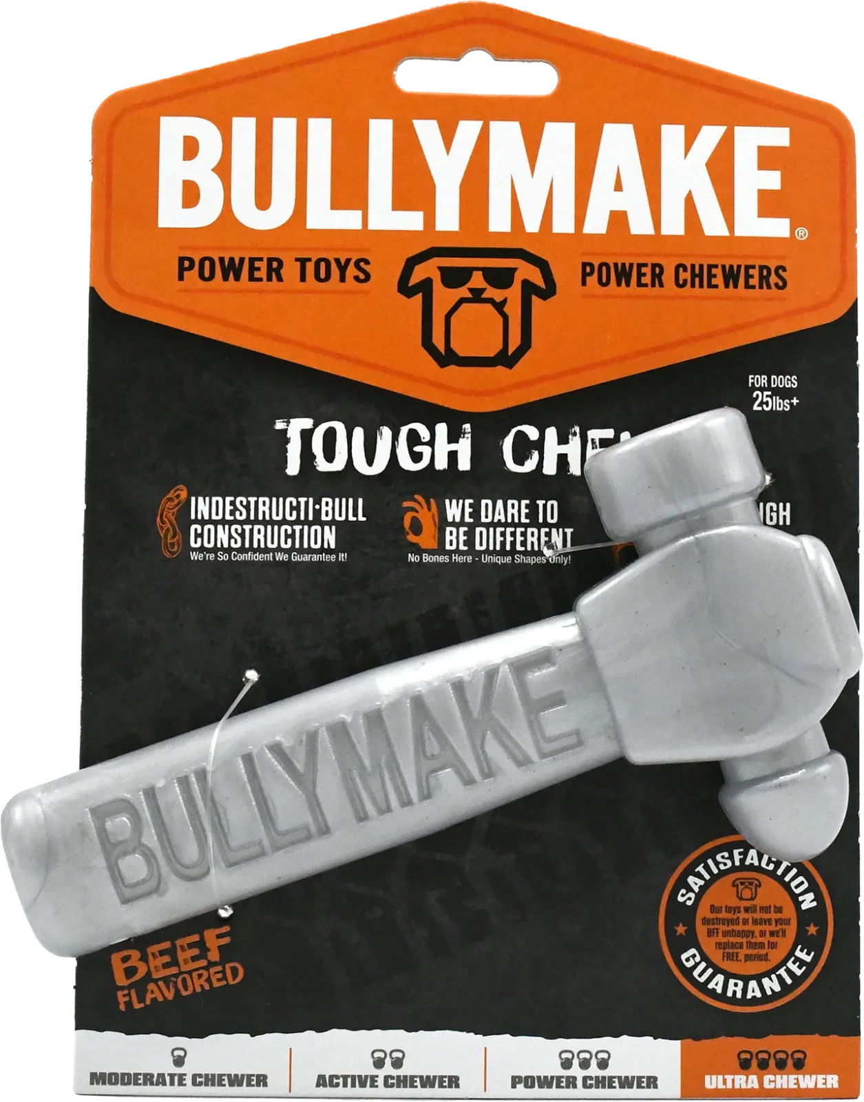 BullyMake Toss n' Treat Flavored Dog Chew Toy Hammer Beef