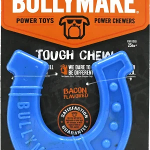 BullyMake Toss n' Treat Flavored Dog Chew Toy Horseshoe Bacon