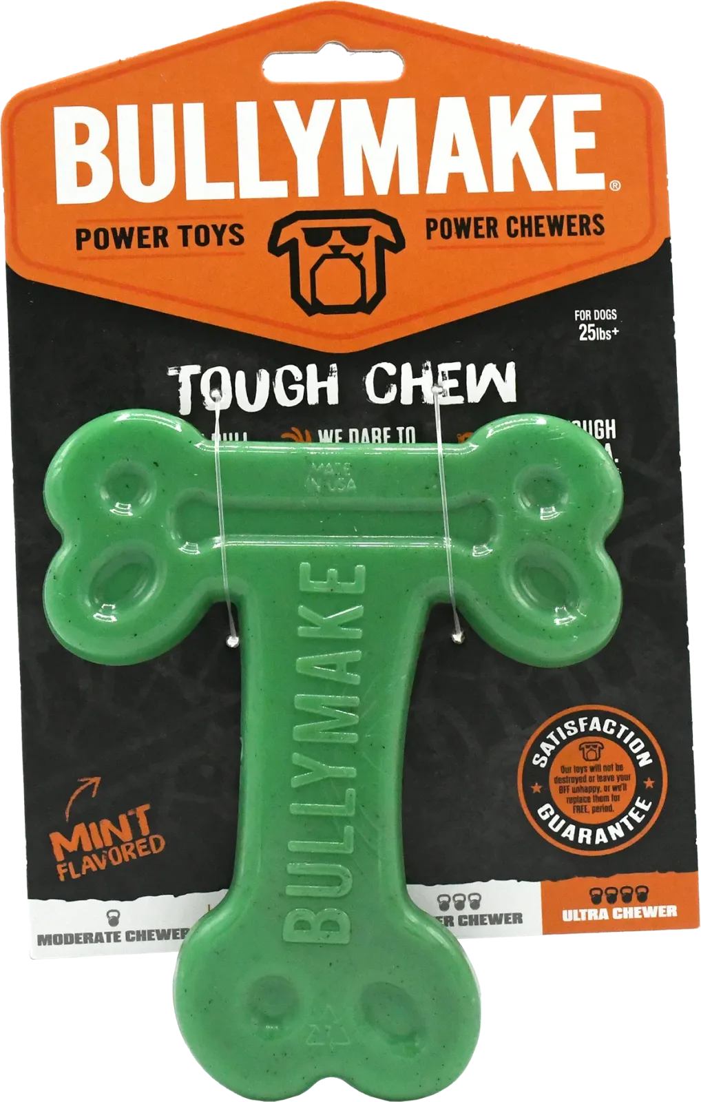 BullyMake Toss n' Treat Flavored Dog Chew Toy T-Bone Mint
