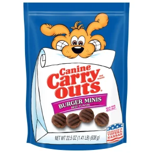 Canine Carry Outs Burger Minis Flavor Dog Treats 22.5 oz
