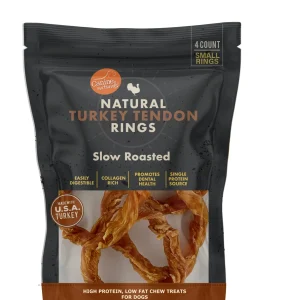 Canine Naturals Natural Turkey Tendon Rings - Slow Roasted Treats for Dogs - 4 Count
