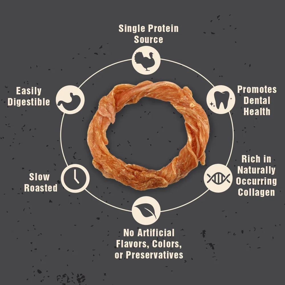 Canine Naturals Natural Turkey Tendon Rings - Slow Roasted Treats for Dogs - 4 Count - Image 2