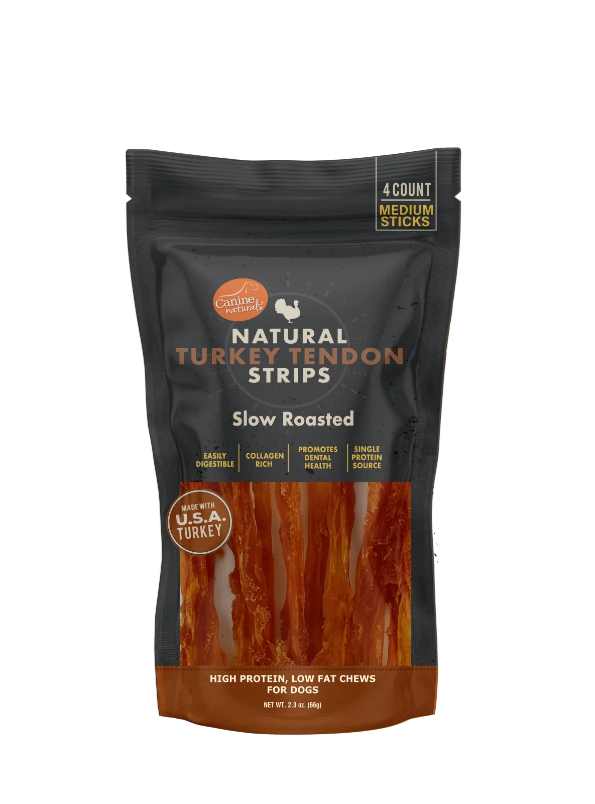 Canine Naturals Natural Turkey Tendon Strips - Slow Roasted Treats for Dogs - 3oz