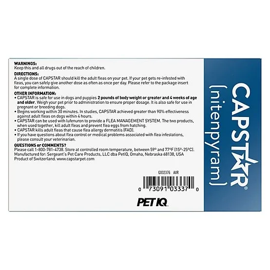 Capstar Flea Control Tablets for Dogs 2-25 lb., 6 ct.