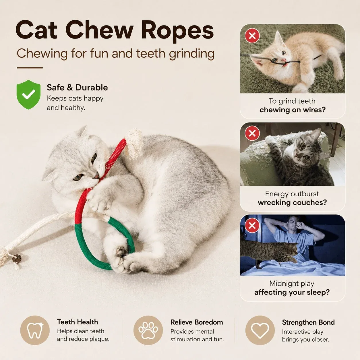 Cat Chew Rope Toys for Teeth Cleaning - Image 2