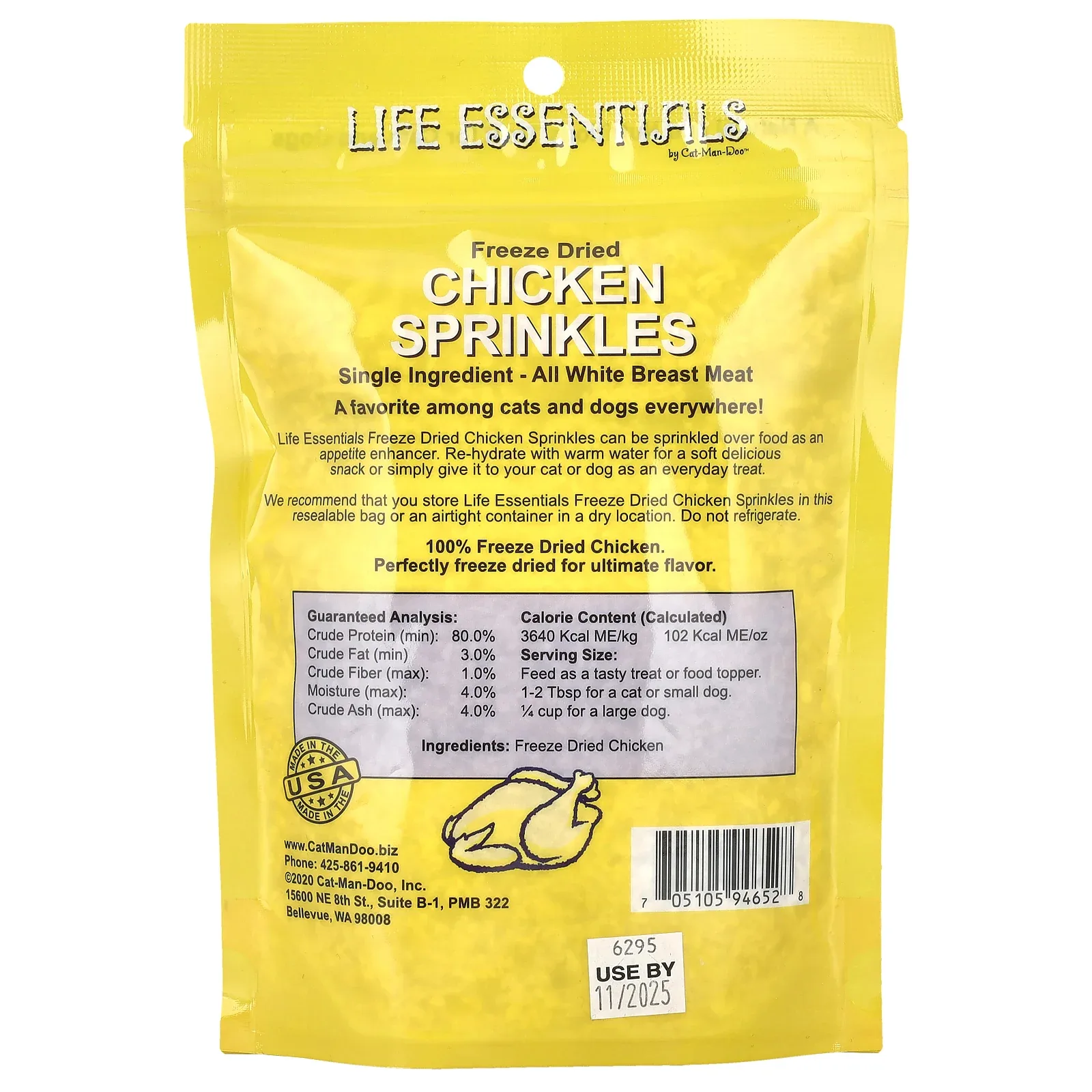 Cat-Man-Doo, Life Essentials, Freeze Dried Chicken Sprinkles, For Cats and Dogs, 3 oz (85 g) - Image 2