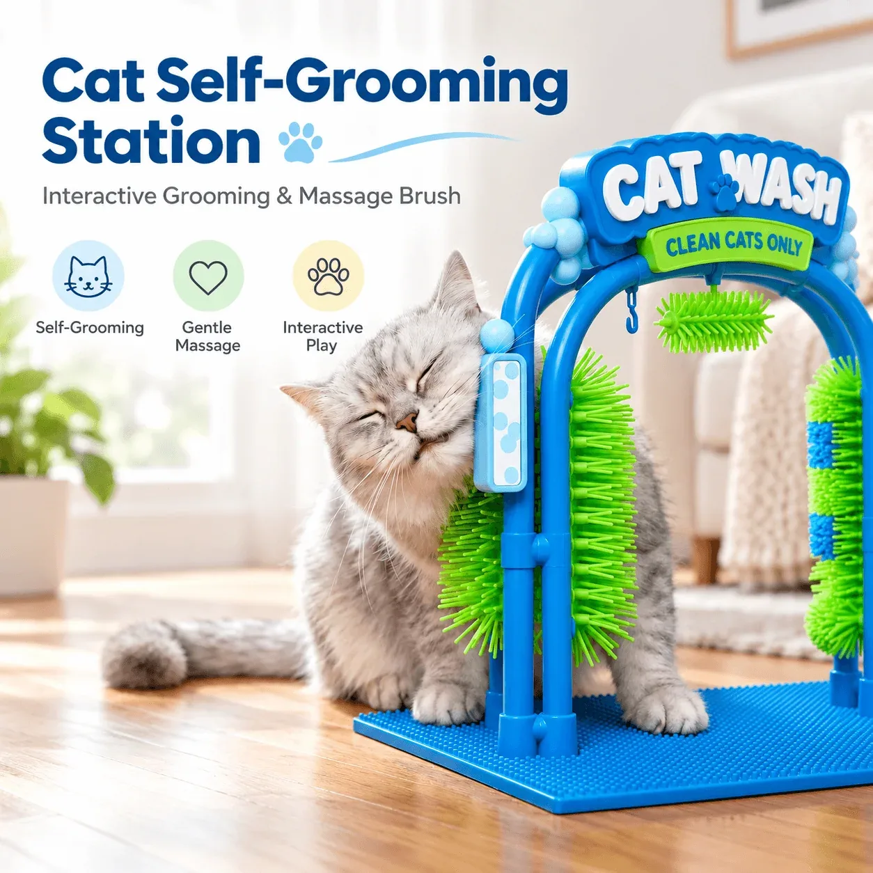Cat Self-Grooming Station – Interactive Brush & Massage Toy - Image 2