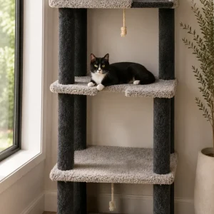 Cat Stand for Large Cats | 60-Inch Solid Wood Cat Tower