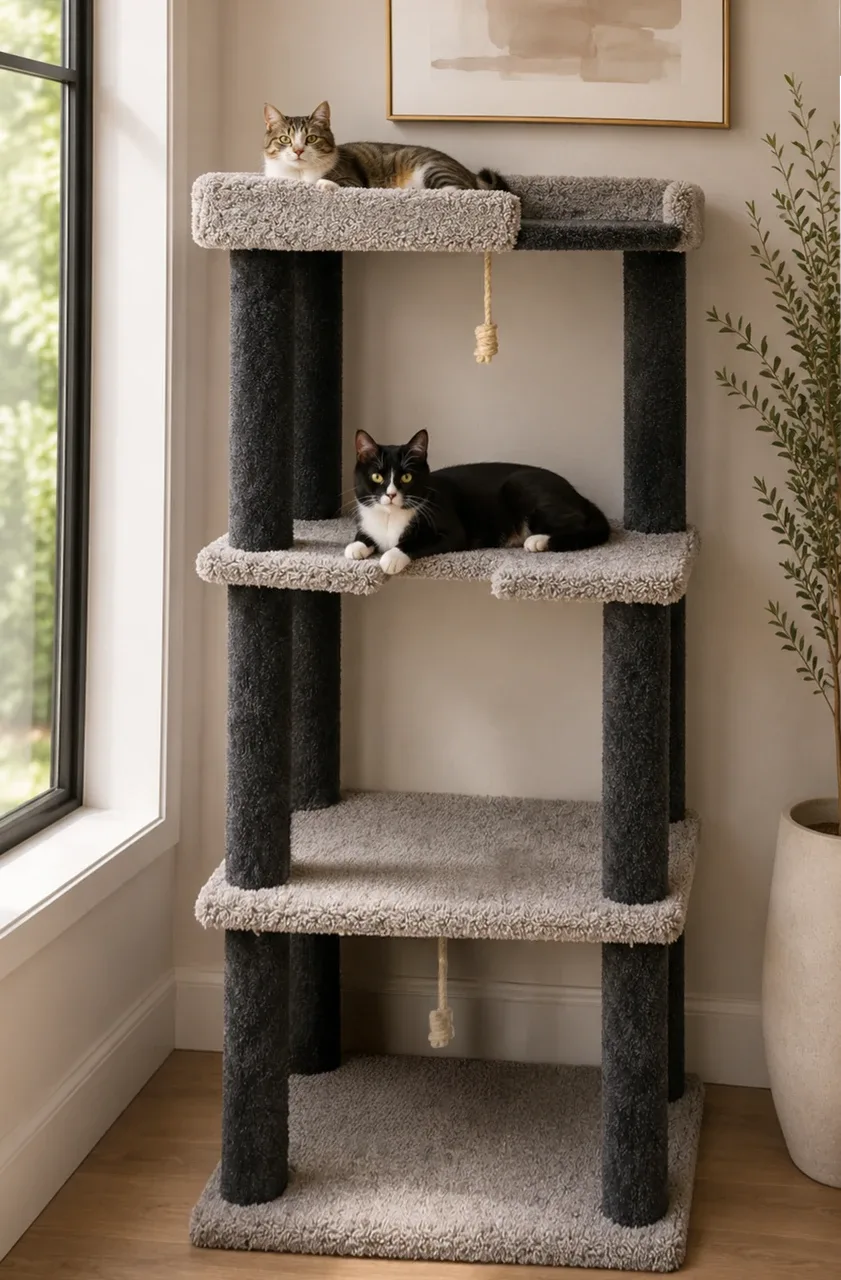 Cat Stand for Large Cats | 60-Inch Solid Wood Cat Tower