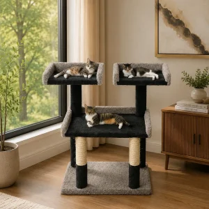 Cat Tree for Large Cats – Heavy-Duty Solid Wood | The Summit