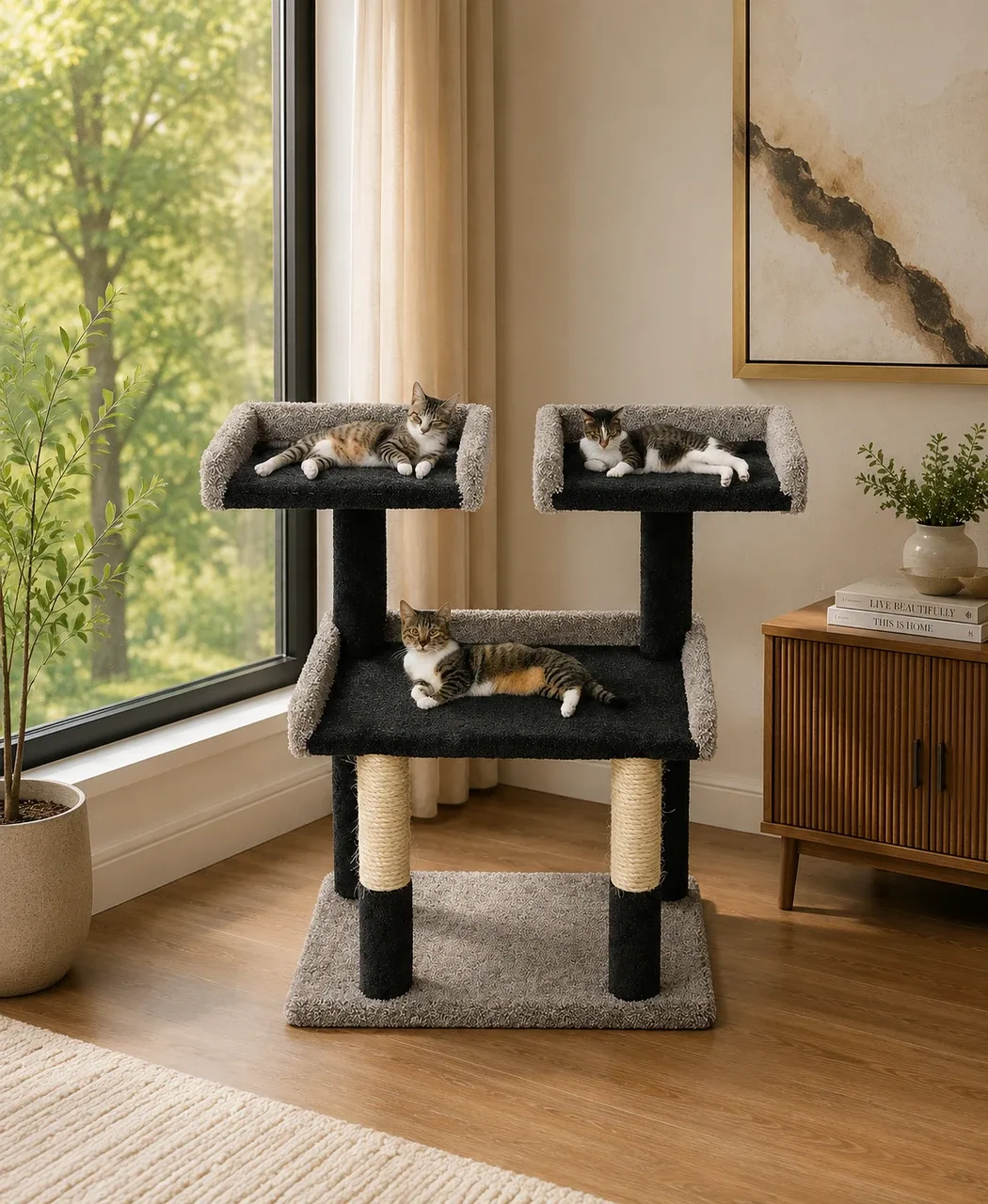 Cat Tree for Large Cats – Heavy-Duty Solid Wood | The Summit