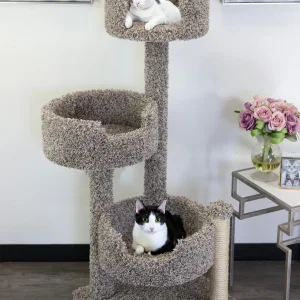 Cat Tree for Large Cats with Deep Perches | Solid Wood Multi-Level Cat Tower