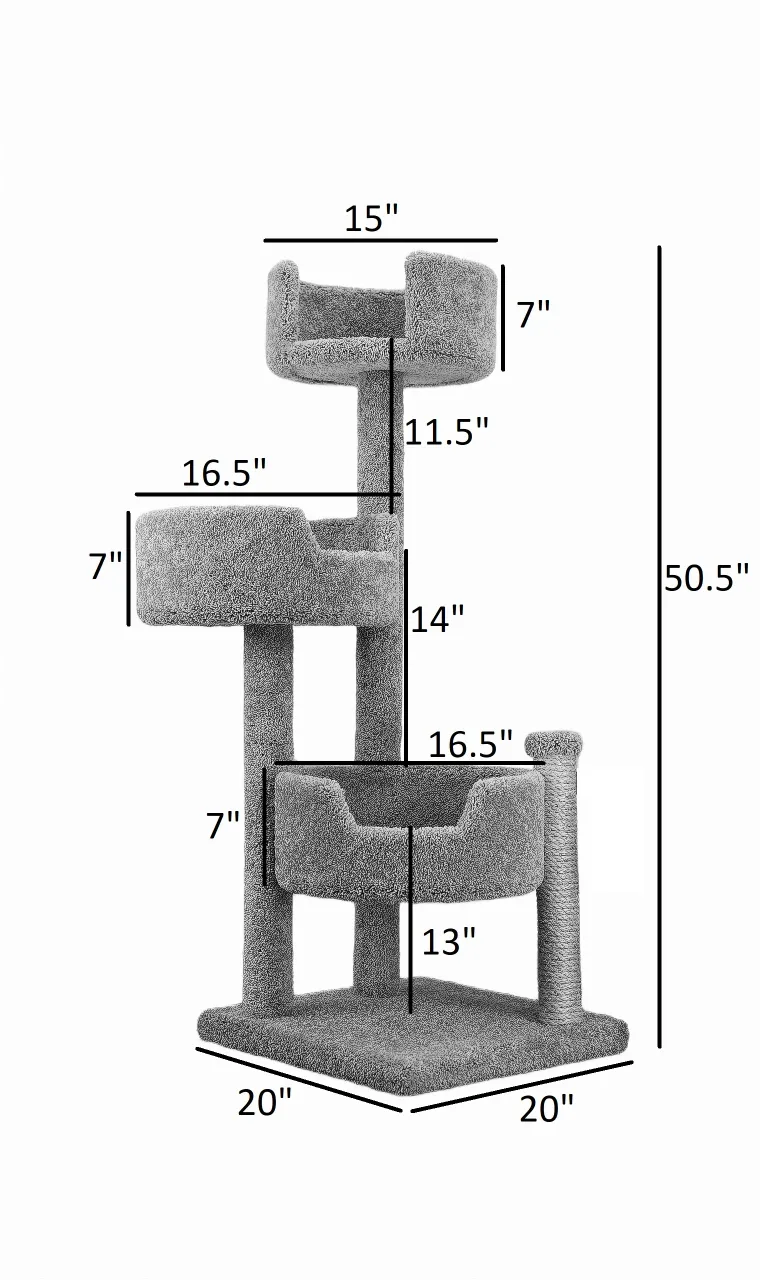 Cat Tree for Large Cats with Deep Perches | Solid Wood Multi-Level Cat Tower - Image 2