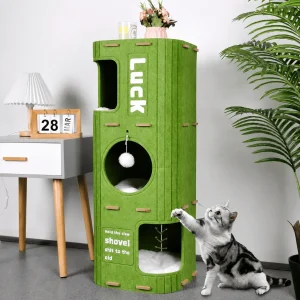 Cat Tree House with Scratcher & Condo