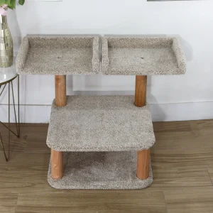 Cat Tree with Large Perches & Natural Wood Posts for Window Watching