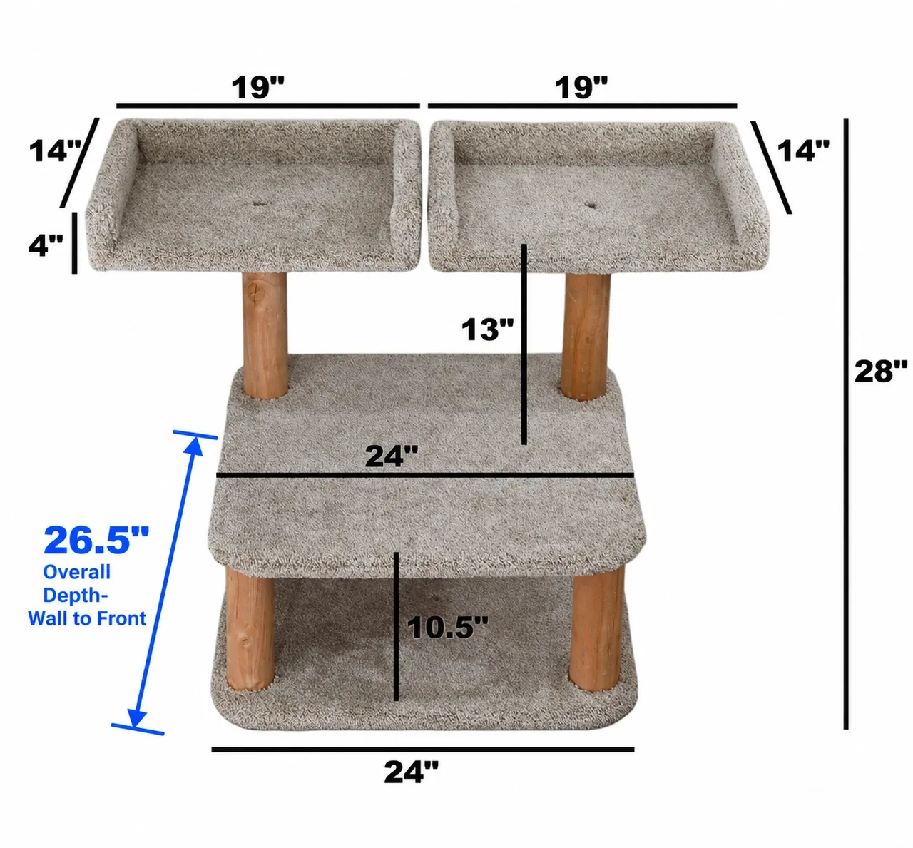 Cat Tree with Large Perches & Natural Wood Posts for Window Watching - Image 2