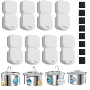 Cat Water Fountain Filters – 16-Pack & 32-Pack Replacement (Carbon + Foam)