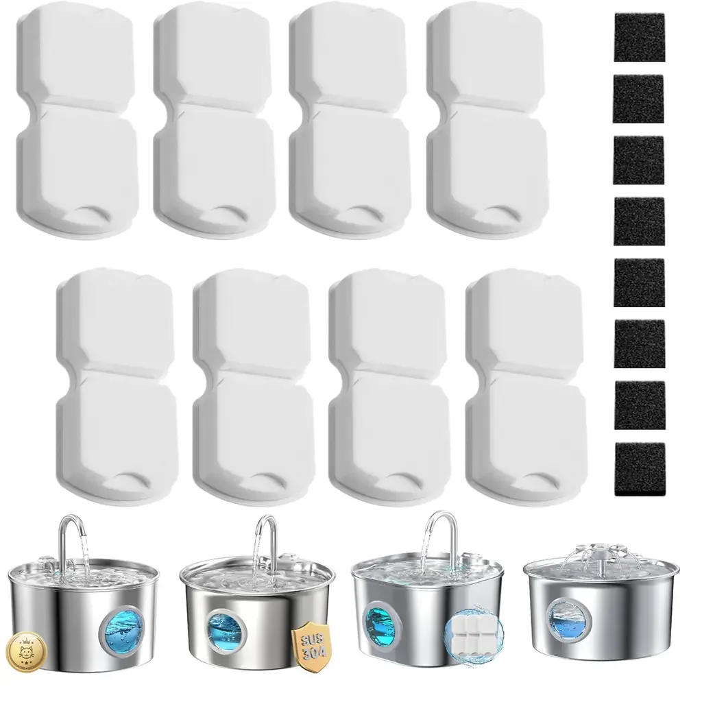 Cat Water Fountain Filters – 16-Pack & 32-Pack Replacement (Carbon + Foam)