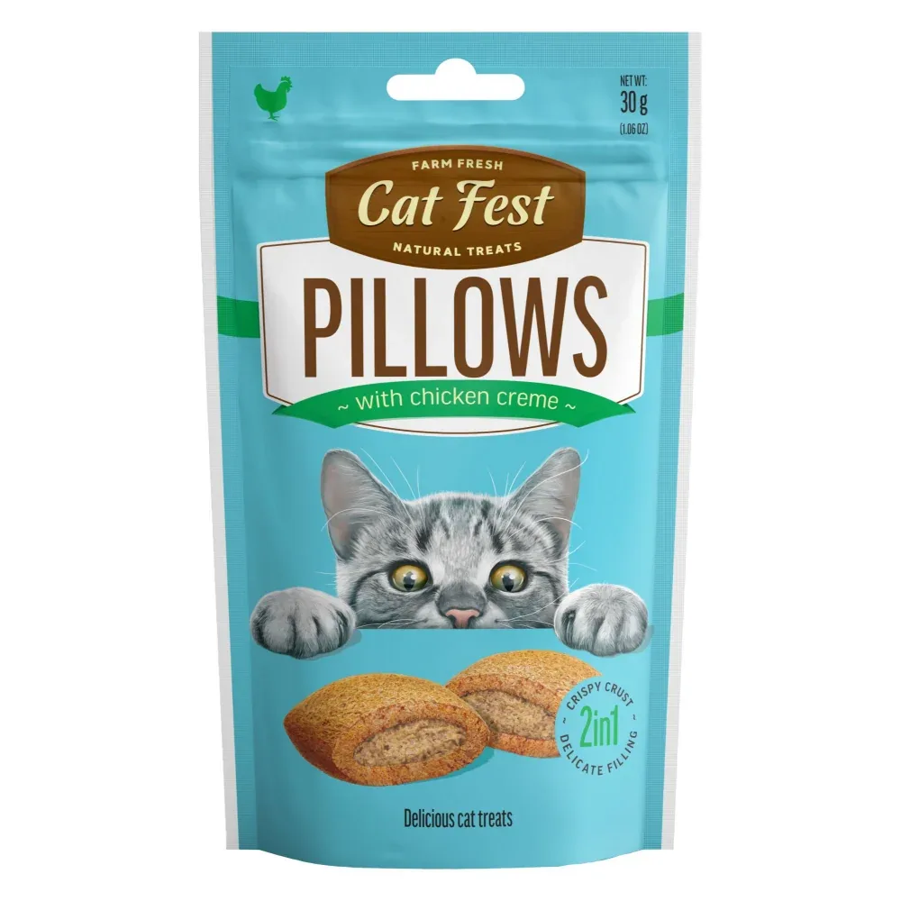 Catfest Pillows with Chicken and Salmon Cream Cat Treats Combo - Image 2