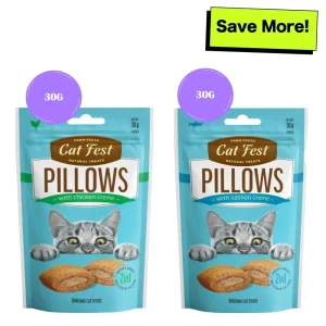 Catfest Pillows with Chicken and Salmon Cream Cat Treats Combo