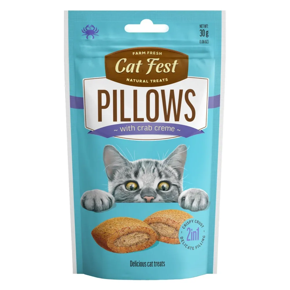 Catfest Pillows with Crab, Chicken and Salmon Cream Cat Treats Combo - Image 2