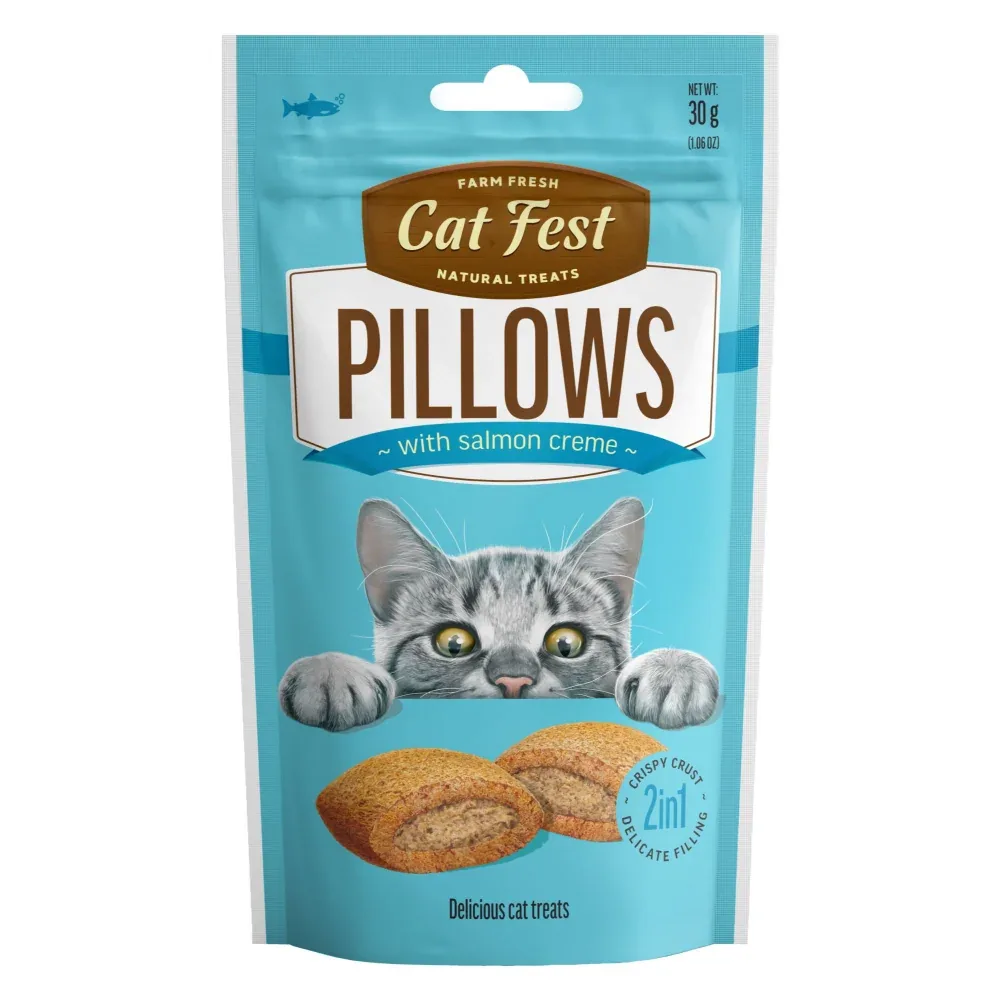 Catfest Pillows with Salmon and Crab Cream Cat Treats Combo - Image 2