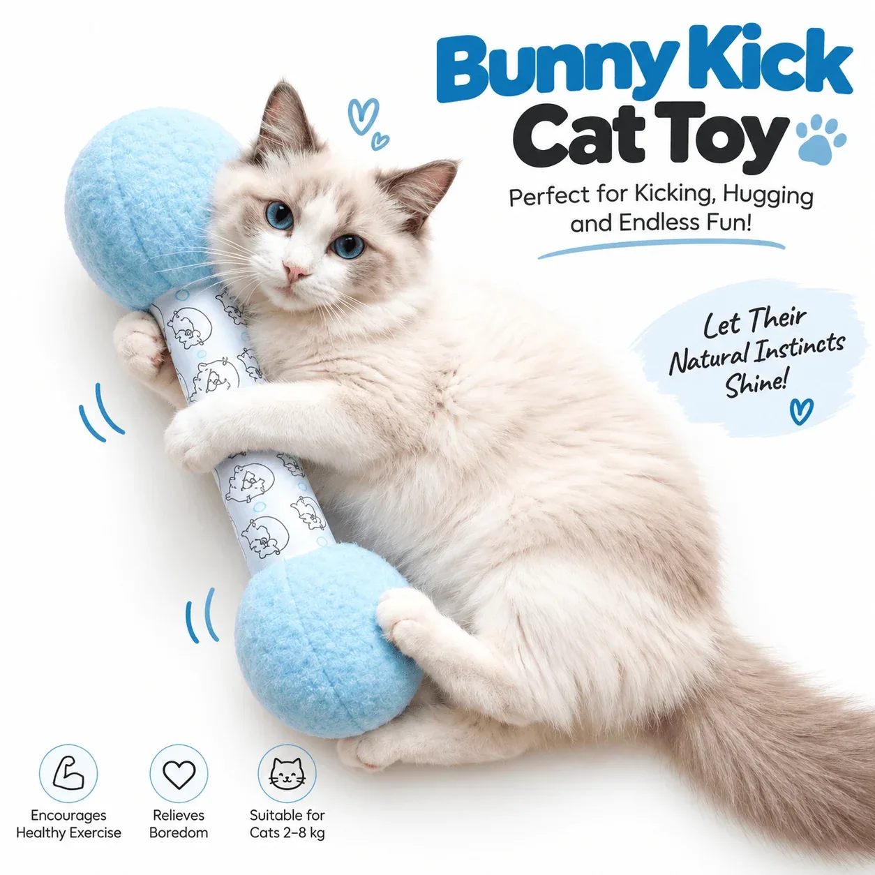 Catnip Kicker Toy – 15.7-Inch Plush Dumbbell for Cats - Image 2