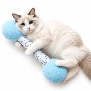 Catnip Kicker Toy – 15.7-Inch Plush Dumbbell for Cats