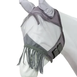 Centaur Fine Mesh Fly Mask with Fringe Cob Grey