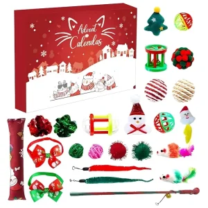 Christmas Pet Toy Advent Calendar – Holiday Countdown Gift Box, Cat or Dog Version