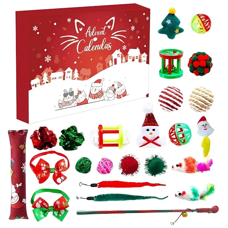 Christmas Pet Toy Advent Calendar – Holiday Countdown Gift Box, Cat or Dog Version