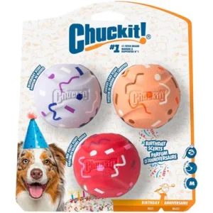 Chuckit! Birthday Ball Medley Fetch Dog Toys, 3